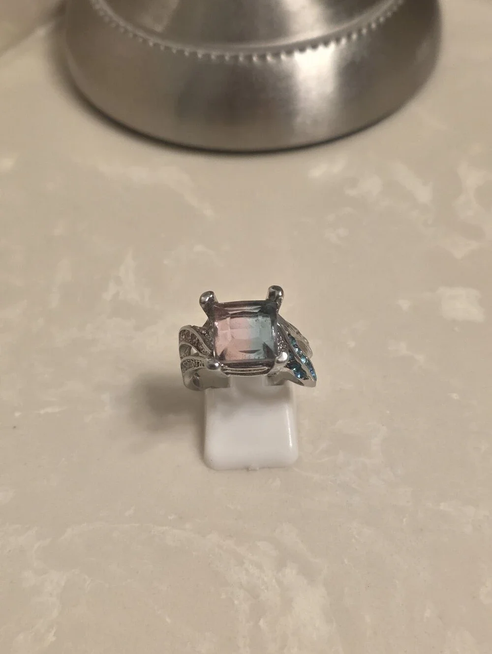 925 Silver Ombre Square Cut Ring Size 8